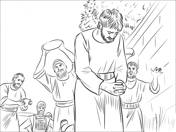 The Stoning of Stephen  coloring page image
