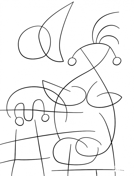 The Sun Embracing the Lover by Joan Miro coloring page image