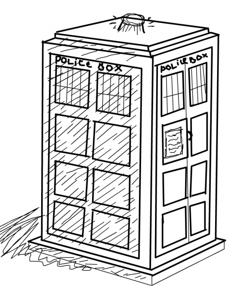 The Tardis coloring page image