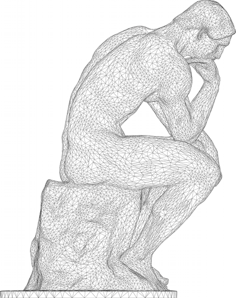 The Thinker 3D Wireframe coloring page image