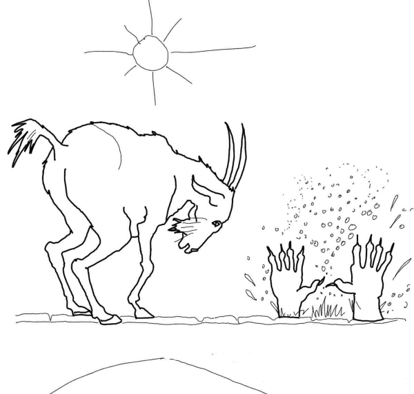 The Third Billy Goat Throws Troll from the Bridge coloring page image