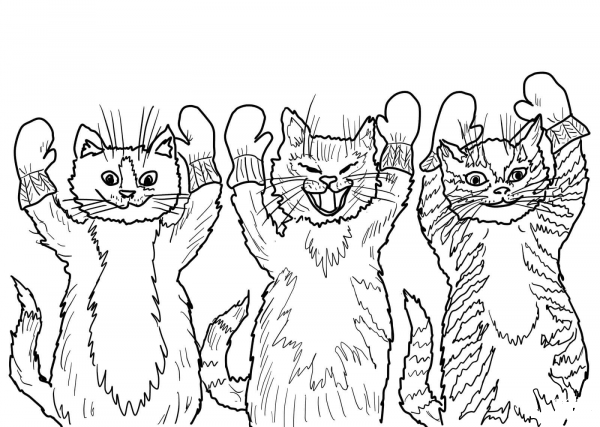 The Three Little Kittens They Found Their Mittens, coloring page image