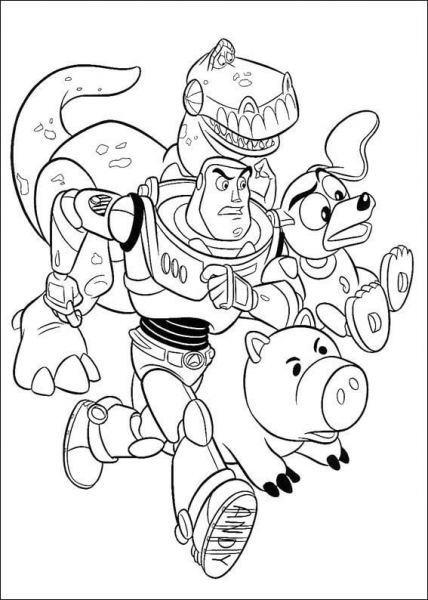 The Toys Are Running Together  coloring page image