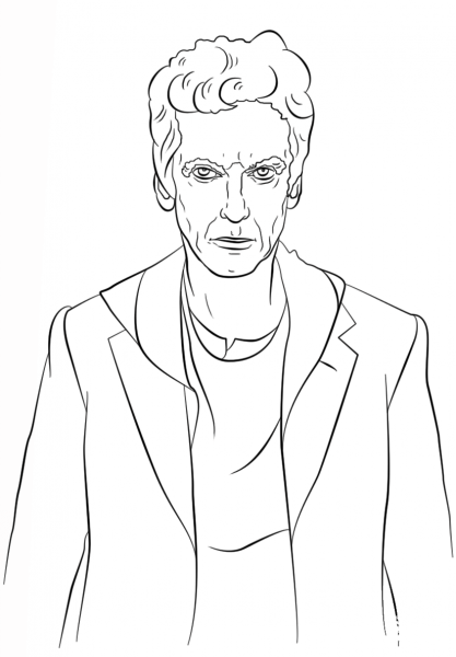 The Twelfth Doctor from Doctor Who coloring page image