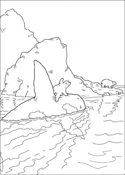 The Whale Takes Little Polar Bear Home  coloring page image