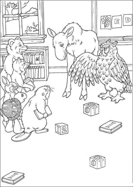 Theacher Teaches His Students  coloring page image
