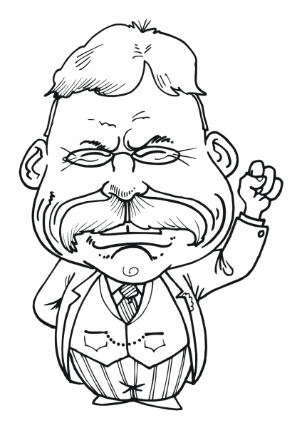 Theodore Roosevelt Caricature coloring page image