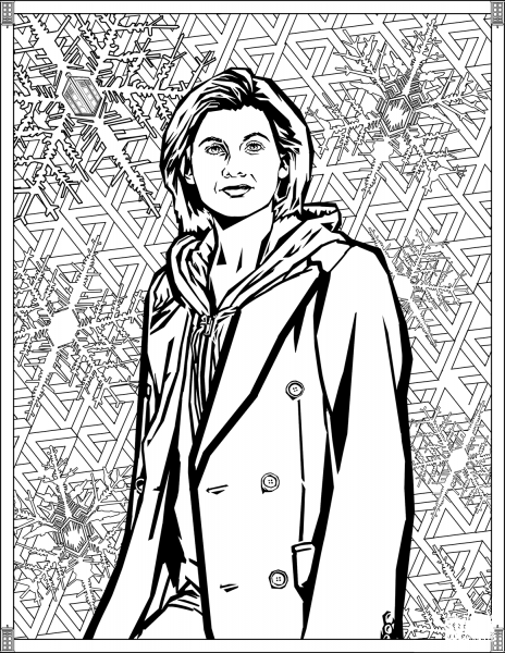 Thirteenth Doctor coloring page image