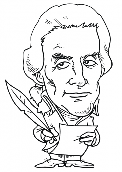 Thomas Jefferson Caricature coloring page image