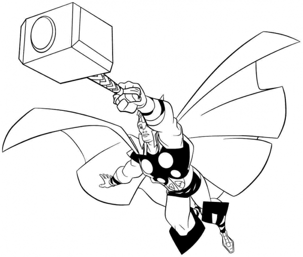 Thor, the Asgardian God of Thunder coloring page image
