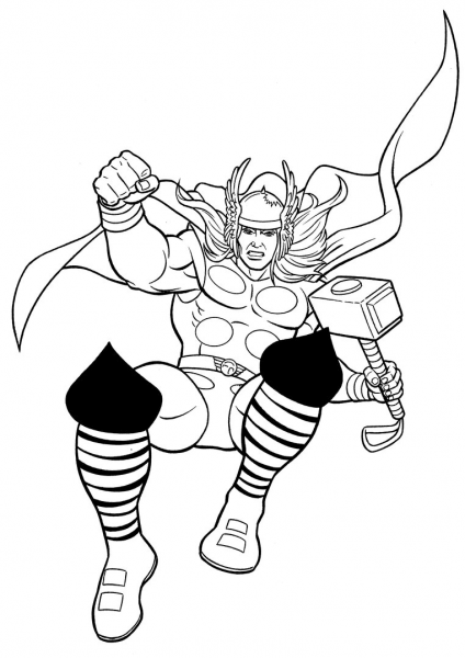 Thor, the Prince of Thunder  coloring page image