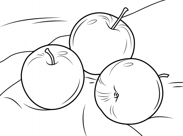 Three Apples coloring page image
