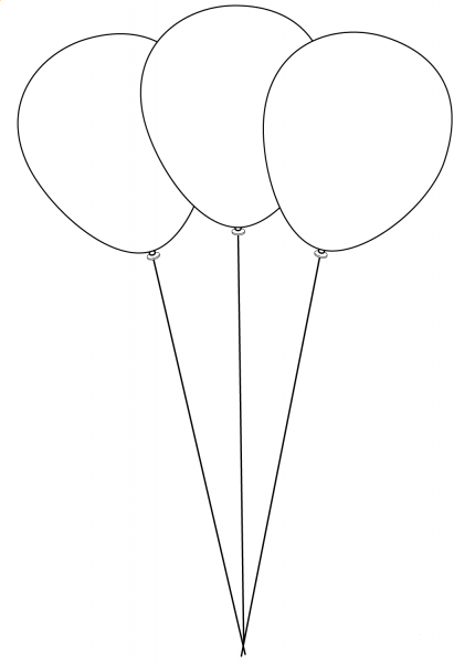 Three Balloons coloring page image