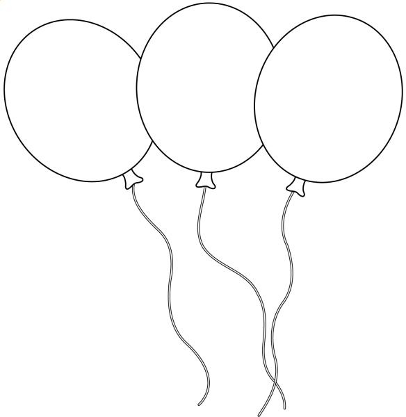 Three Balloons coloring page image