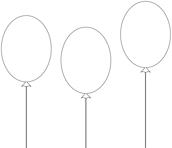 Three Balloons coloring page image