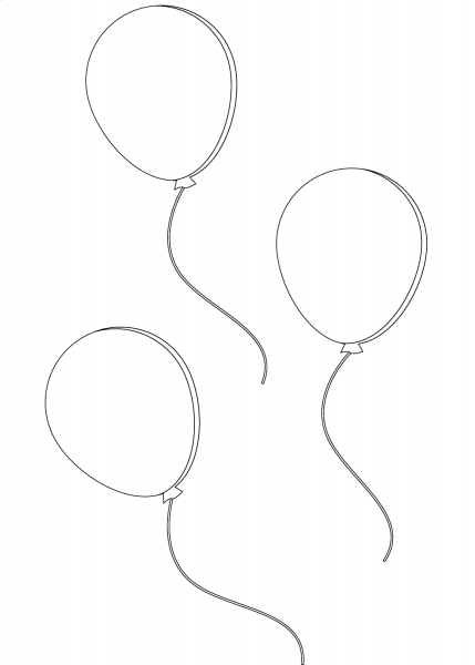 Three Balloons coloring page image
