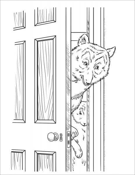 Three Bears Went Upstairs into Their Bedchamber coloring page image