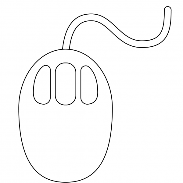 Three-Button Mouse Emoji coloring page image