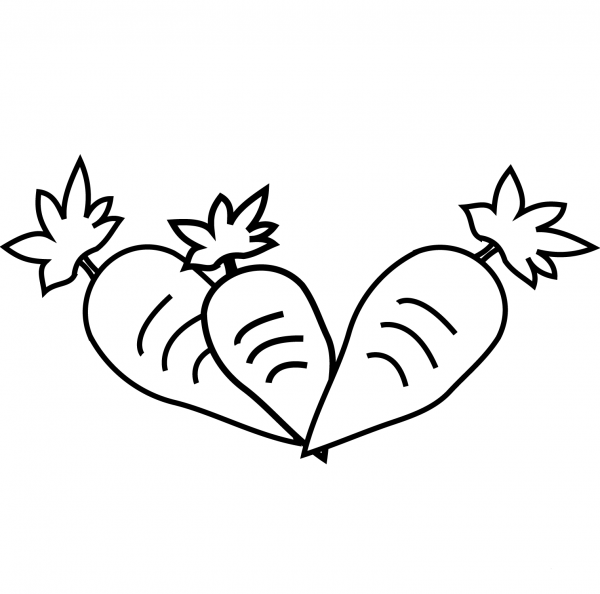 Three Carrots coloring page image