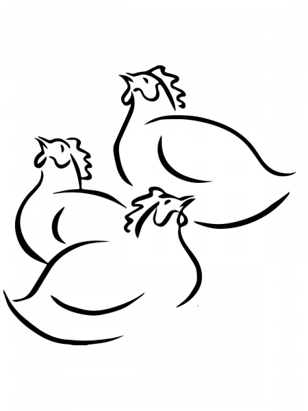 Three French Hens coloring page image
