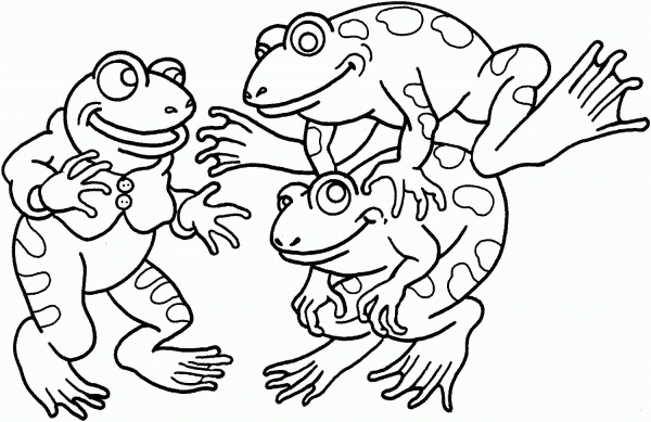 Three Frogs coloring page image