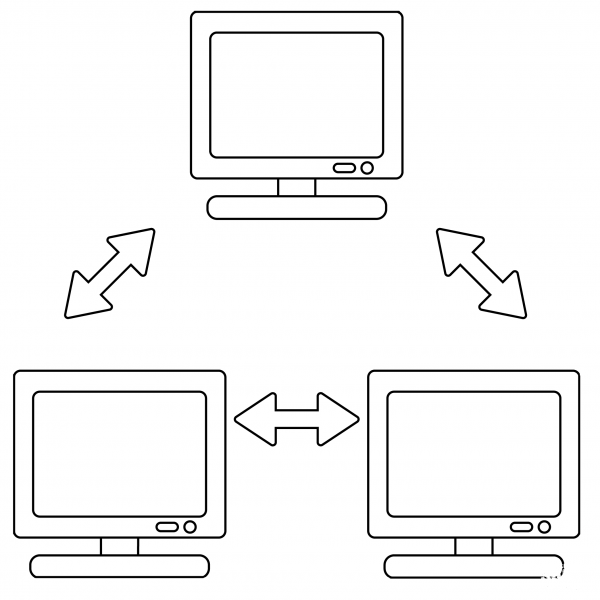 Three Networked Computers Emoji coloring page image