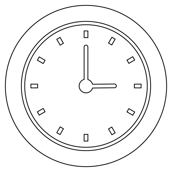 Three O’clock Emoji coloring page image
