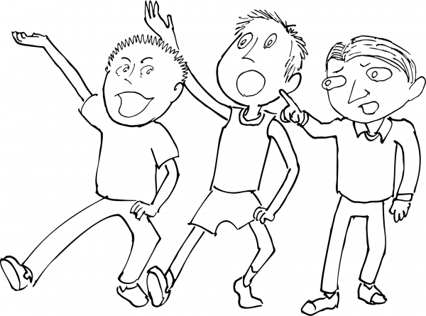 Three Singing Guys coloring page image