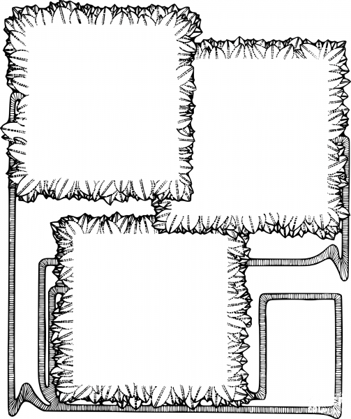 Three Square Flowers coloring page image