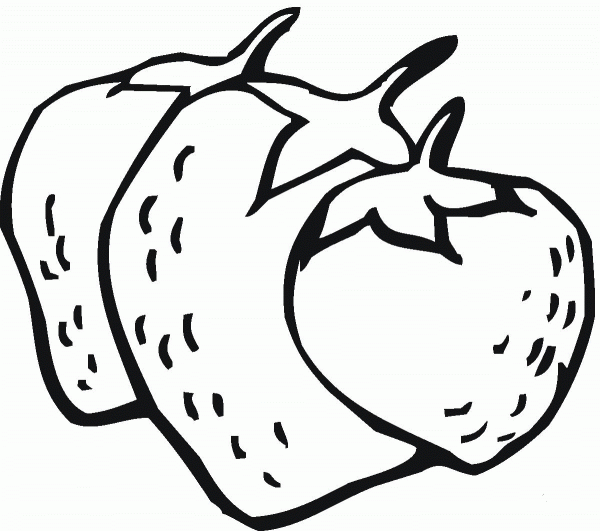 Three Strawberries coloring page image