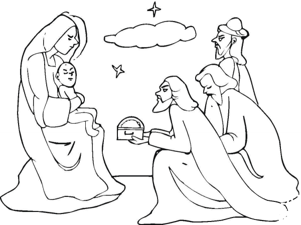 Three Wise Men Came To See Jesus coloring page image