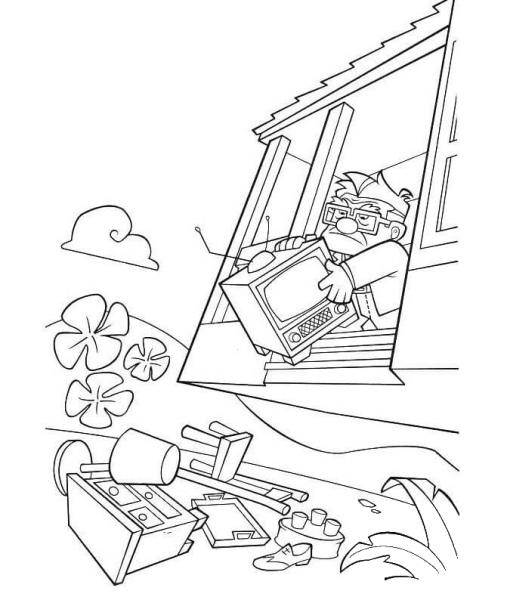 Throwing Old Furniture  coloring page image