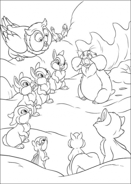 Thumper And Friends  coloring page image