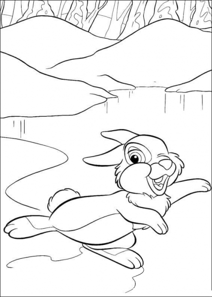 Thumper and Ice Skating coloring page image