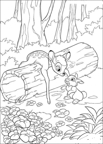 Thumper Asks Bambi  coloring page image