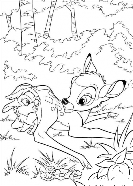 Thumper Behind Bambi coloring page image