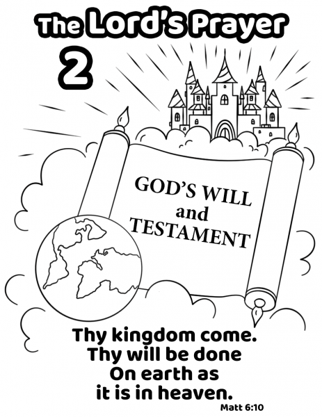 Thy Kingdom Come. Thy Will Be Done on Earth as It is in Heaven coloring page image