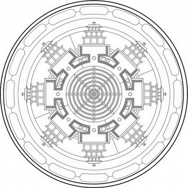 Tibetan Mandala coloring page image