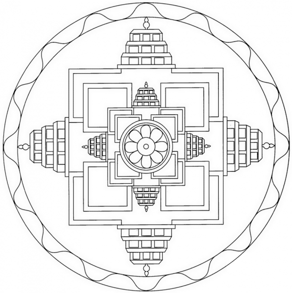 Tibetan Mandala coloring page image