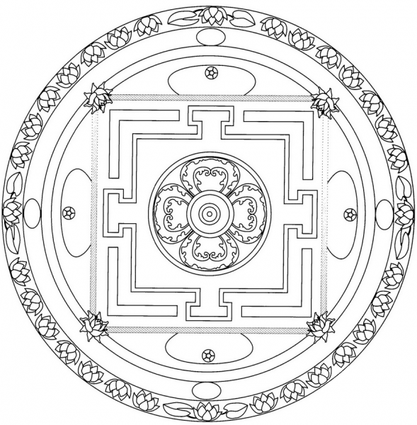 Tibetan Mandala coloring page image