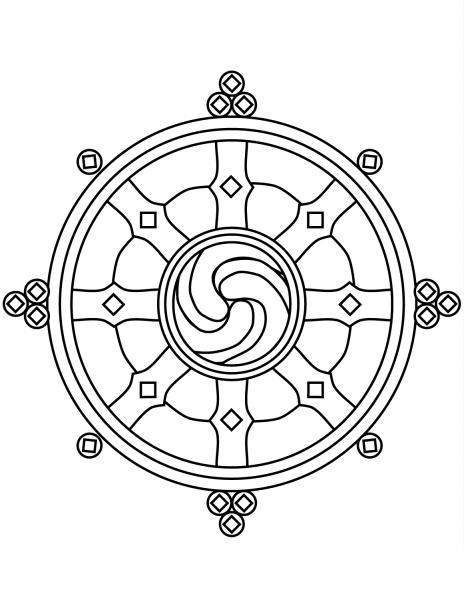 Tibetian Wheel coloring page image