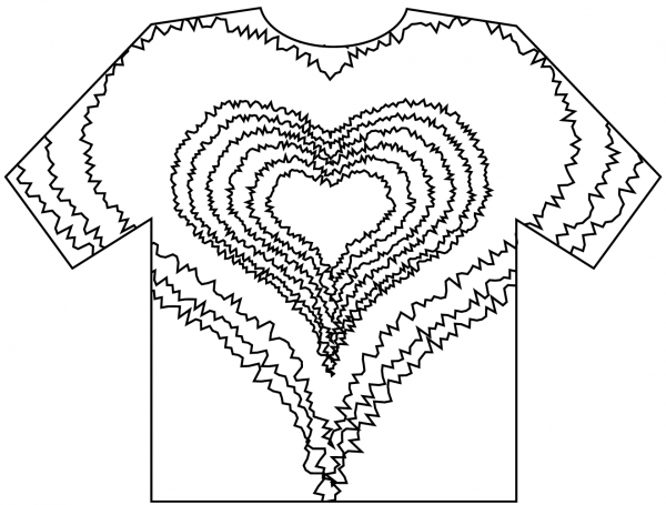 Tie Dye Heart T-Shirt coloring page image