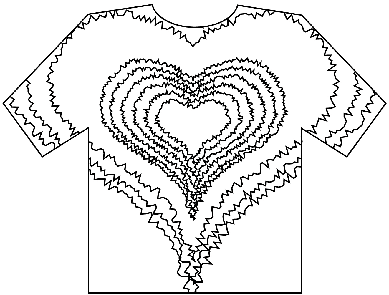 Tie Dye Heart T-Shirt coloring page - ColouringPages