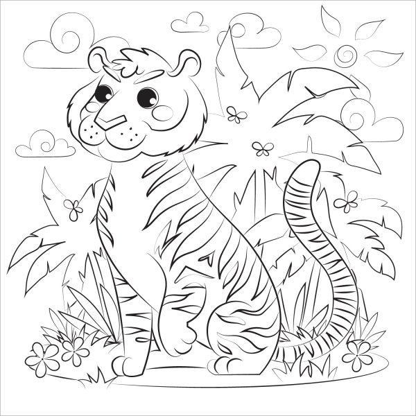 Tiger coloring page image