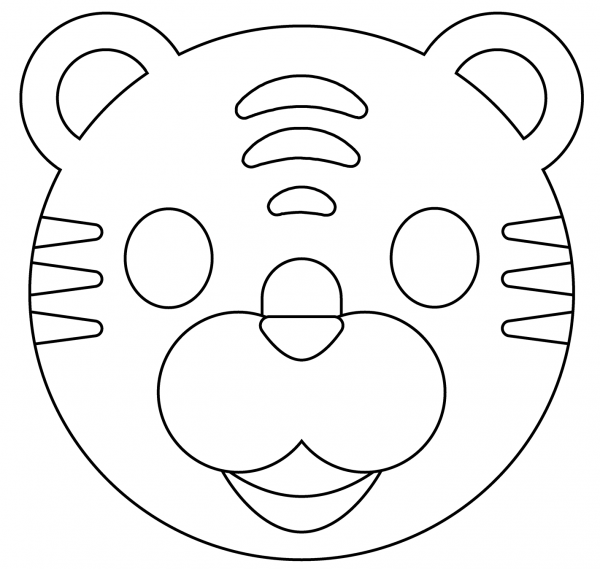 Tiger Face Emoji coloring page image