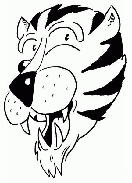 Tiger Head coloring page image
