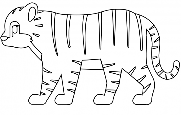 Tiger Side Emoji coloring page image