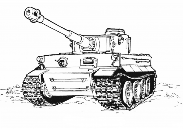 Tiger Tank  coloring page image
