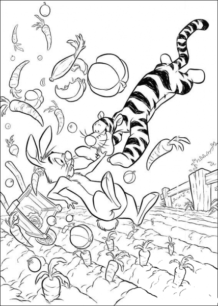 Tigger and Rabbit  coloring page image