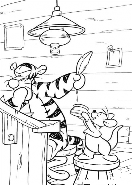 Tigger Is Writing A Letter  coloring page image